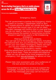 Emergency Alert on Sunday 7 September 2025 at 3pm