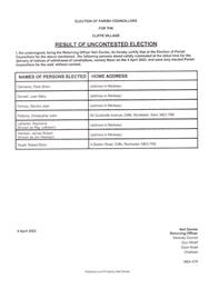 2023 PARISH COUNCILLOR ELECTION RESULTS