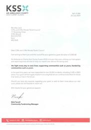 KSS Air Ambulance Charity - grant donation