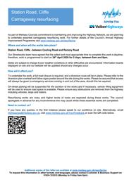 WORKS POSTPONED - MEDWAY COUNCIL RESURFACING AT STATION ROAD, CLIFFE FROM 24/04/2026